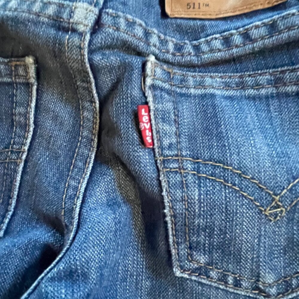 Levis Boys 4 Regular 511 Slim Fit Adjustable Waist Blue Denim Jeans - Picture 5 of 11